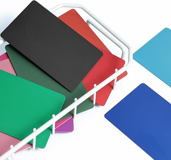 Thick Multi-Colors Aluminum Metal Business Cards Anodized aluminum 86 X 54 X 0.8 mm 15 pcs Include Protector Sleeves(Frosted)