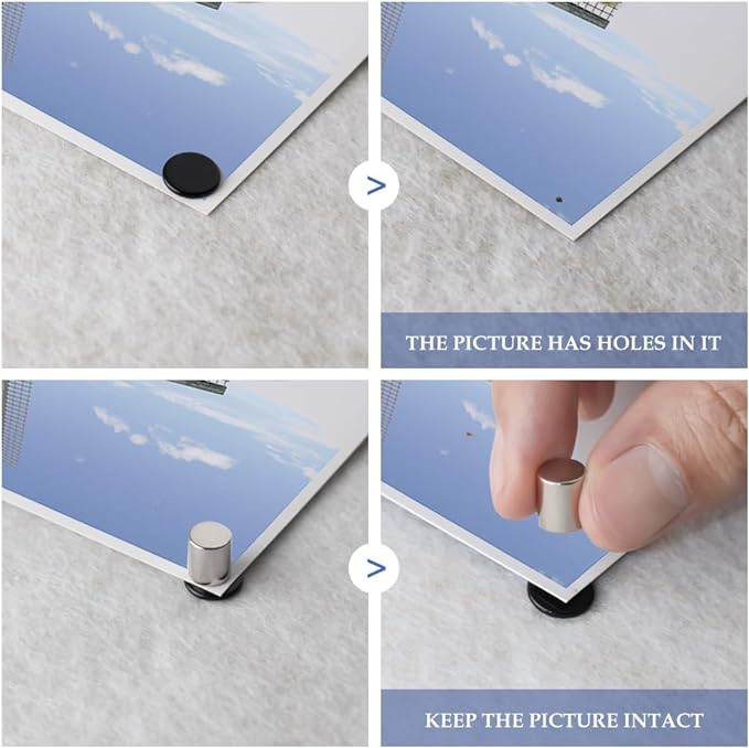 50 Sets Magnetic Pushpins, Magnet Thumbtack, Poster and Photo Hangers for Walls Bulletin Boards