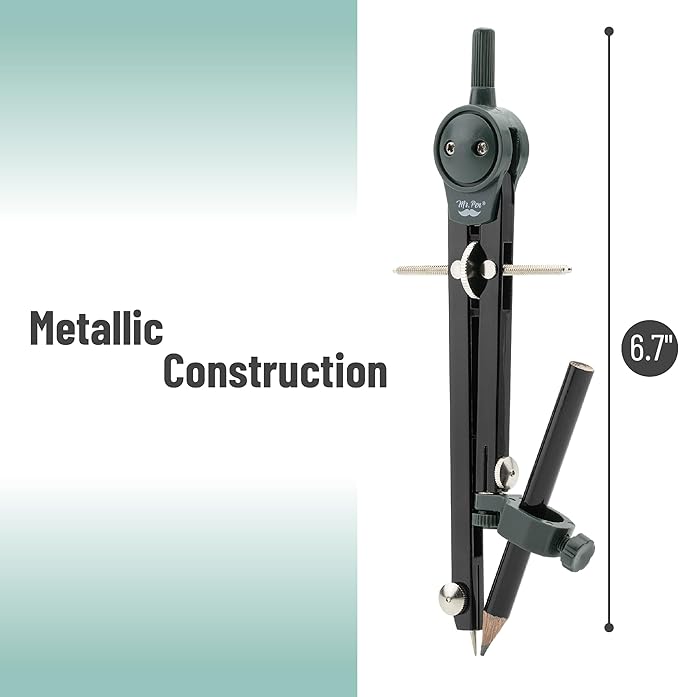Mr. Pen- Compass for Geometry, Black, Compass with Pencil, Drawing Compass Drawing Tool, Math Compass, Drafting Tools, Drawing Tools, Geometry Compass, Circle Drawing Tool, Geometry Set