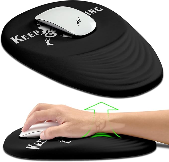 Hokafenle Ergonomic Mouse Pad Wrist Support, Terraced Slope Carpal Tunnel Wrist Pad for Mouse with Unibody Memory Foam, Wrist Rest Pain Relief Mousepad (Rocking, 11.8x7.9 in)