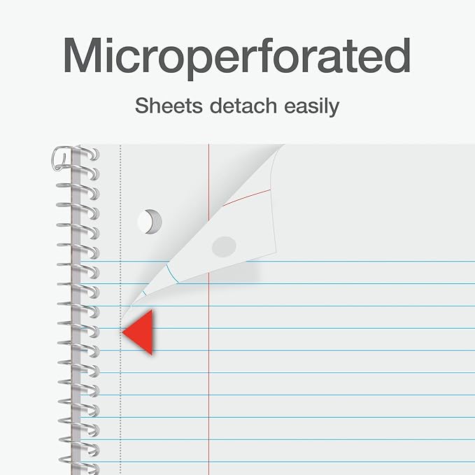 Oxford 1-Subject Notebooks, Notebooks for School, 8 x 10.5 Inches, College Rule, 70 Sheets, Assorted Primary Colors, 3 Pack, Colors May Vary (1006792)