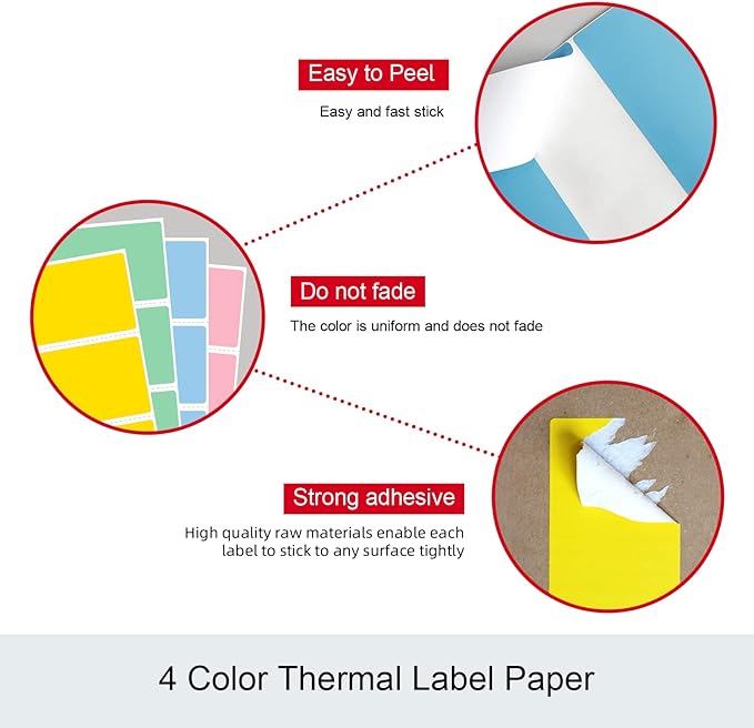 Misofuki 2.25x1.25 1000 Yellow Rectangular Direct Thermal Labels, Compatible with Zebra, Rollo, Munbyn