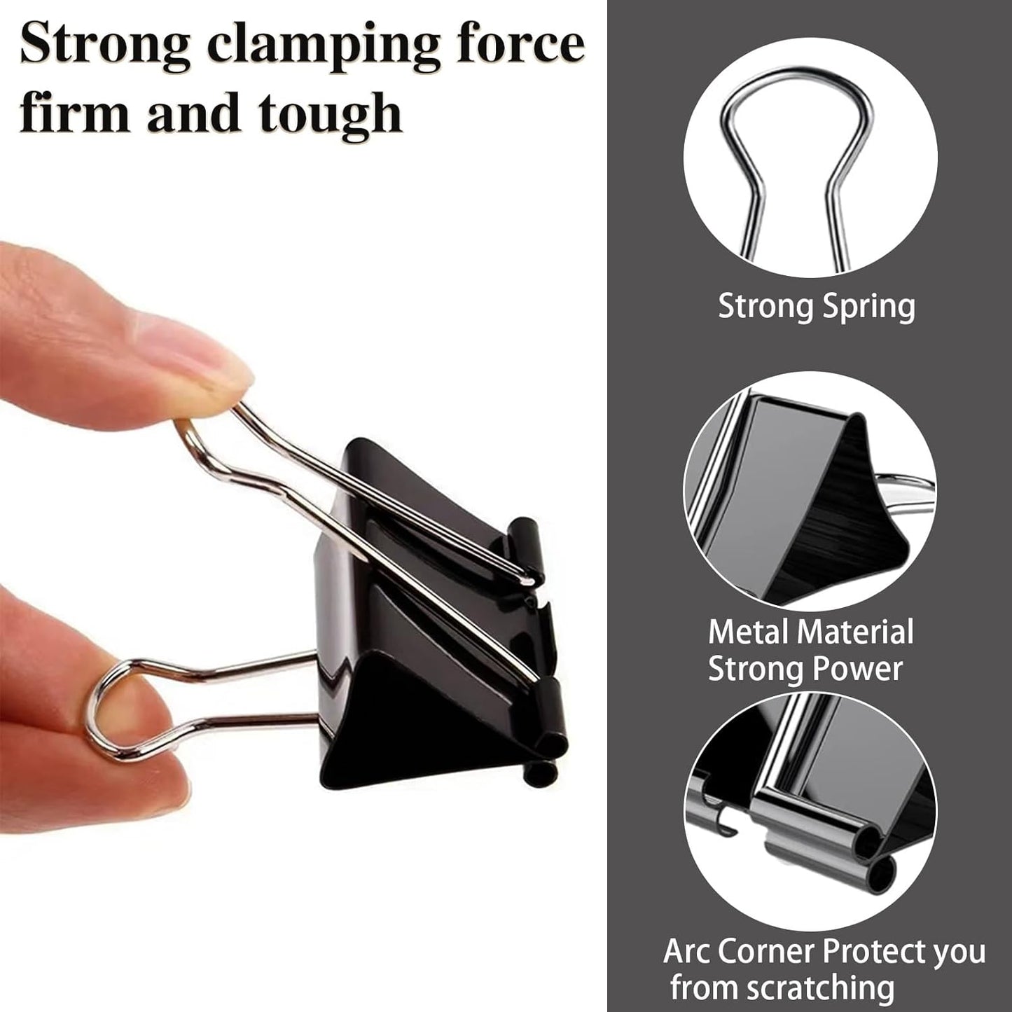 208 Pack Binder Clips Paper Clamps Assorted Size (Black) with Box, Jumbo, Large, Medium, Small, Mini and Micro,6 Sizes for Office, School and Home