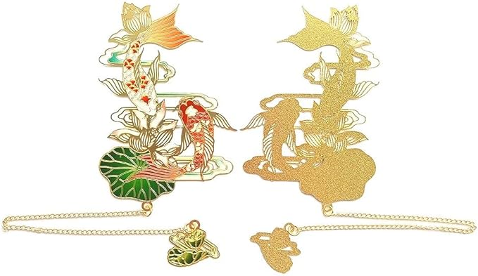 MOZART Koi Carp Chinese Style Brass Bookmark Classical Mythological Characters Mountain and Sea Sutra Series Creative Cultural Copper Bookmark Metal Bookmarks
