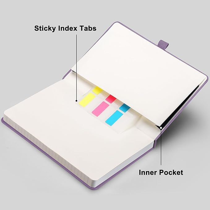 RETTACY Graph Paper Notebook, A5 Grid Notebook Journal with 192 Pages, 5.7'' × 8.3'', Medium Size, Leather Hardcover, 100 GSM Thick Paper, for Students, Homework, Math, Engineering (Purple)