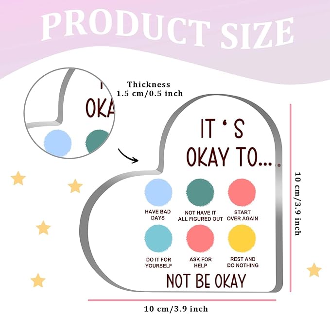 Mental Health Decor, Psychotherapy Affirmations Heart Acrylic Sign, School Counselor Sign, Mental Health Anxiety Healthy Coping Skill, Mental Health Gifts for School Home Tabletop Therapy Office Decor