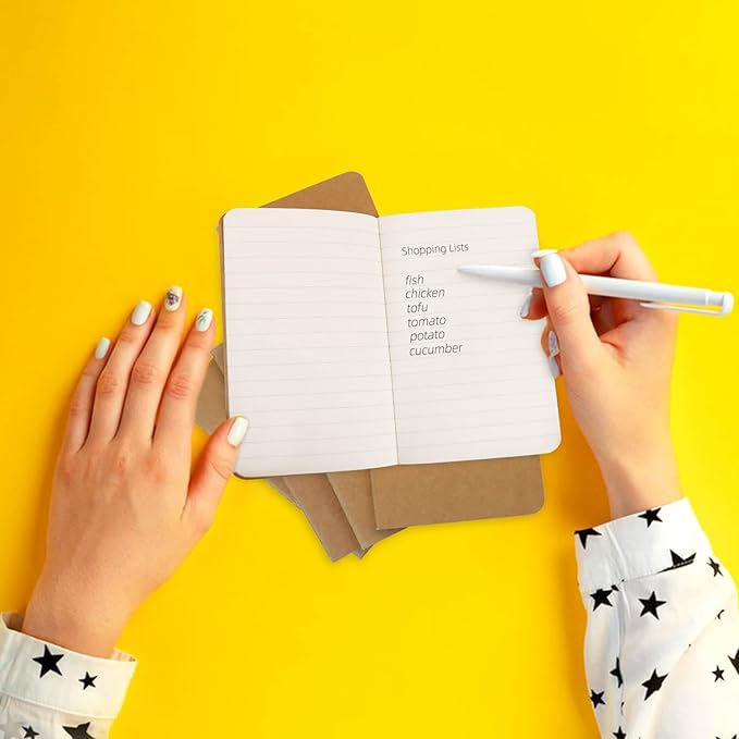 6 Pack Pocket Notebook Mini Notebooks Bulk 3.5 X 5.5 Inch Small Memo Notepad 30 Sheets 60 Lined Pages Kraft Paper Notebooks with Softcover Brown Cover Mini Journal Bulk Office School Supplies