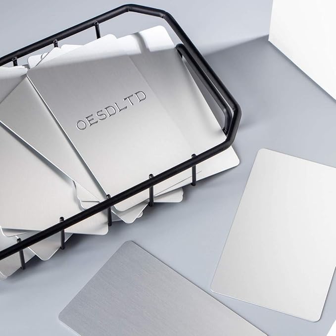 Thick Aluminum Metal Business Cards Anodized Aluminum 86 X 54 X 0.8mm 15 pcs Include Protector Sleeves (silver)