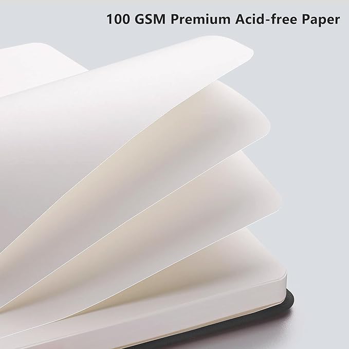 RETTACY Blank Journal Notebook, A5 Blank Journal with 192 Pages, 5.7'' × 8.3'' Medium Size, 68 LB/100 GSM Thick Paper, Leather Hardcover, for Sketching, Drawing, Painting (Rose Gold)