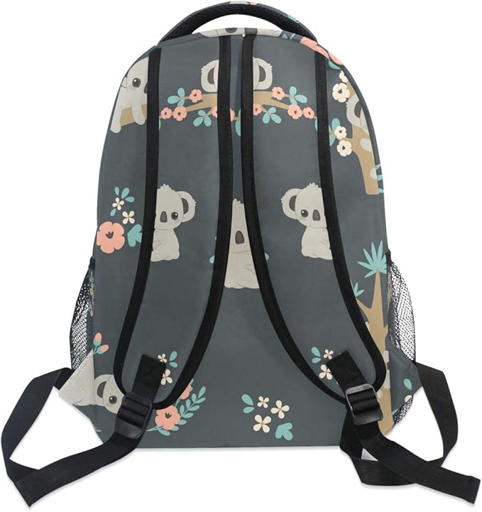 Koala And Flowers Backpack School Bag Travel Daypack Rucksack for Students