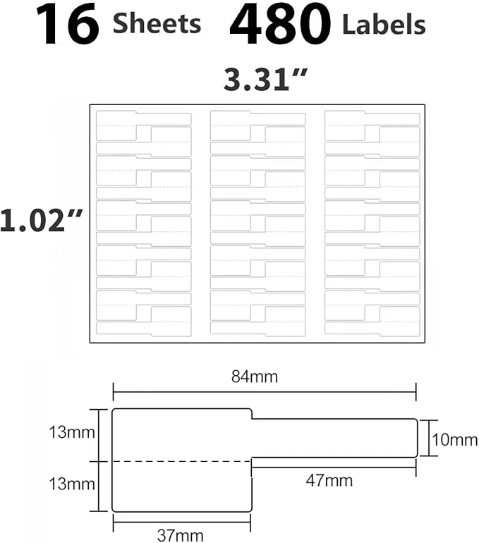 16 Sheet 480 Pcs Cable Labels Tags for Cable Management, Wmiwulien Colorful Waterproof Cord Labels Tags for Electronics, Self Adhesive Tear Resistant Wire Labels for Laser Printer and Handwriting