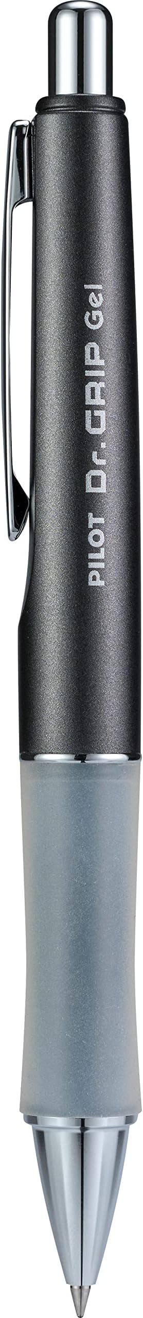 PILOT Dr. Grip Limited Refillable & Retractable Gel Ink Rolling Ball Pen, Fine Point, Metallic Charcoal Gray Barrel, Black Ink, Single Pen (36270)