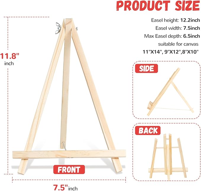Zhithink 10 Pack Wood Easels Stand for Painting Canvas 11.8 Inch, Tripod Art Tabletop Easels for Kids Student, Photo Picture Sign Holder