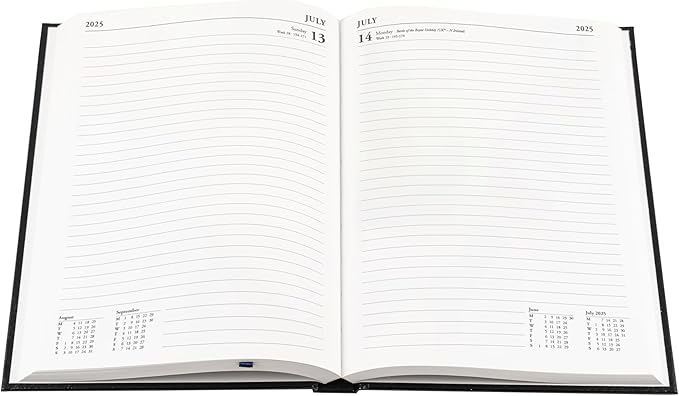 Collins Essential 2025 Business Diary - A5 Day to a Page Planner with Leathergrain Hardback Cover - Purple - ESSA51.55-25
