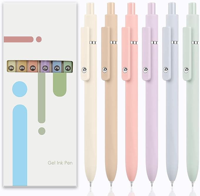 Gel Pens,6Pcs 0.5mm Fine Point Black Ink Pens With Smooth Writing,Quick Dry Pens For Journaling,Cute Nice Aesthetic Pens,Office School Supplies for Women Men Student(Macaron)