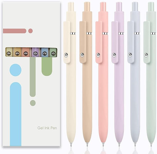Gel Pens,6Pcs 0.5mm Fine Point Black Ink Pens With Smooth Writing,Quick Dry Pens For Journaling,Cute Nice Aesthetic Pens,Office School Supplies for Women Men Student(Macaron)