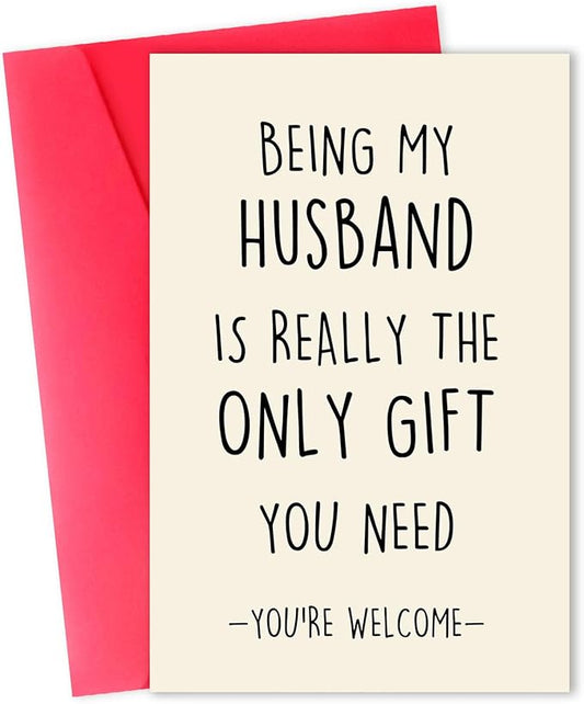 Funny Birthday Card for Husband, Humor Husband Birthday Cards Gifts from Wife, Great Valentine's Day Gifts for Him, Unique Anniversary Card for Husband, Husband Love Card