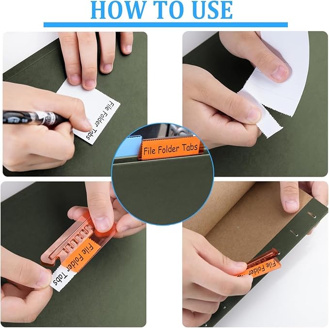 File Folder Tabs, Insertable Plastic Tabs Hanging Folder Tabs,100 Pcs Hanging File Folder Tabs with 200Pcs Inserts for Hanging Folders (Clear)