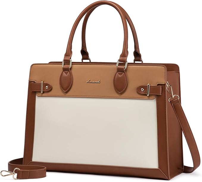 LOVEVOOK Laptop Bag for Women, 15.6 Inch Large PU Leather Tote Bag, Professional Teacher Work Bag, Waterproof Business Computer Briefcase, Shoulder Tote Purse for Office