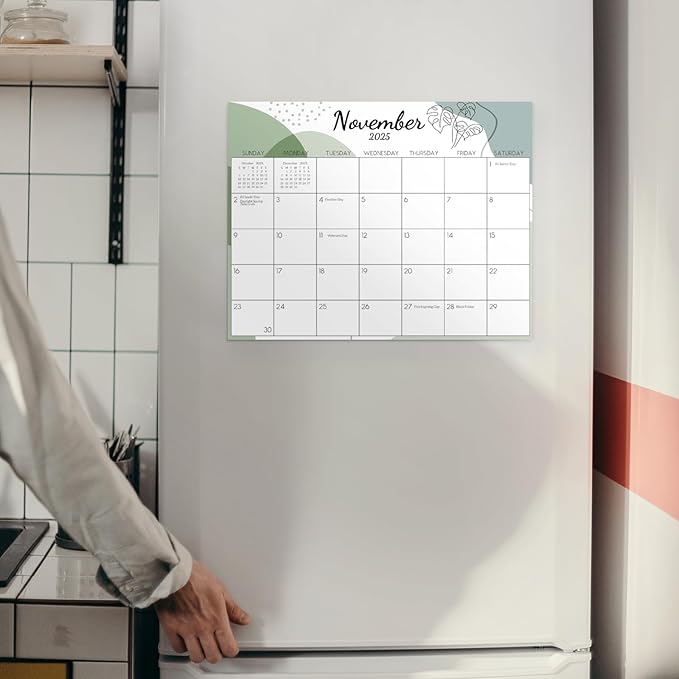 SKYDUE 2025 Magnetic Calendar for Refrigerator, Fridge Calendar 2024-2025, Jul 2024 to Dec 2025 18 Months Magnetic Calendar, 10" x 8", Aesthetic Sketch