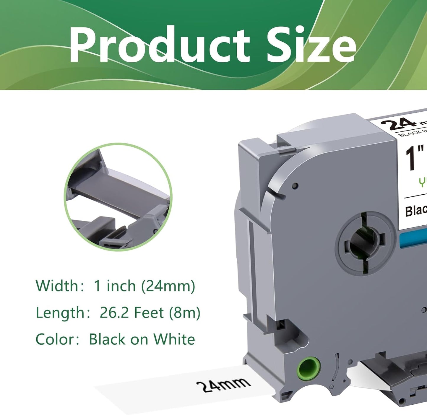 Compatible with Brother TZe-251 TZe TZ Tape 24mm 0.94 Laminated White TZe251 TZ-251 Replacement for PTouch 1 Inch Label Maker Tape for P Touch PTD600 PT-P710BT, 4 Pack