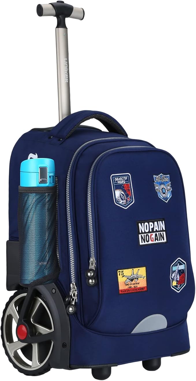 UNIKER Rolling Backpack without Straps for Boys, Roller Travel Bag,Wheeled Bookbag High School,Trolley Middle School Bag for Teens,Schoolbag with Wheels