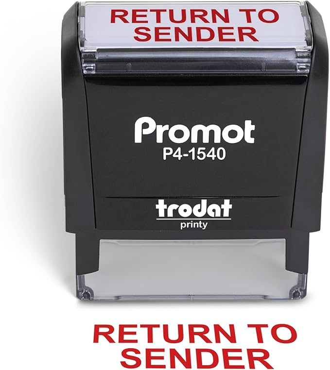Promot Return to Sender Self Inking Rubber Stamp - Refillable Business Stamper - Work, Coding, Bookkeeping, Ordering, Accounting, Notary, Office Stamps - Red Ink