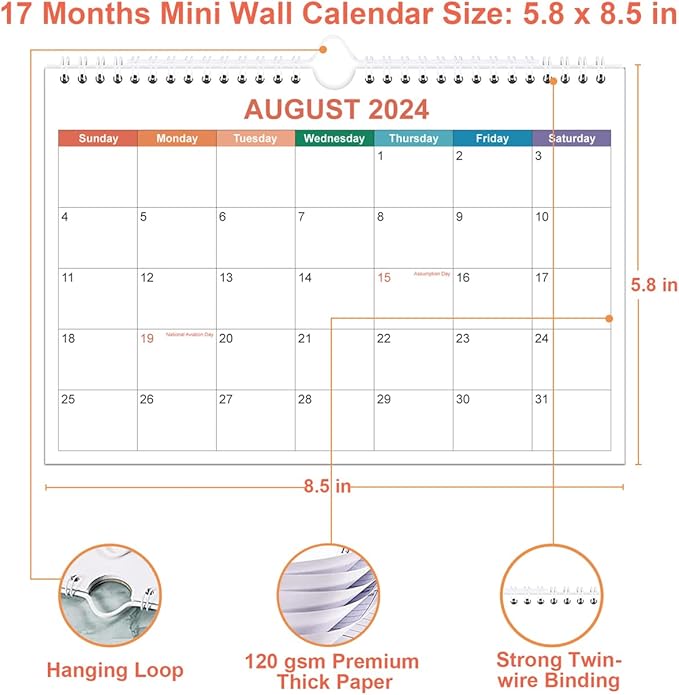 Mini Calendar 2025 - Small 2025 Calendar from January 2025 - December 2025, 12 Months Little Calendar with Premium Paper, 5.8" x 8.5", Colorful