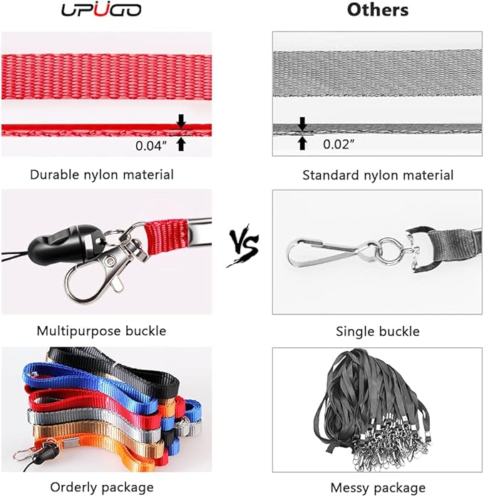 6 Pack Neck Lanyard with ID Badge Holder, Office Strap Lanyards, Stainless Metal Swivel Hook for Name Tag, Badge Holders, Keychains, Card, Rosy