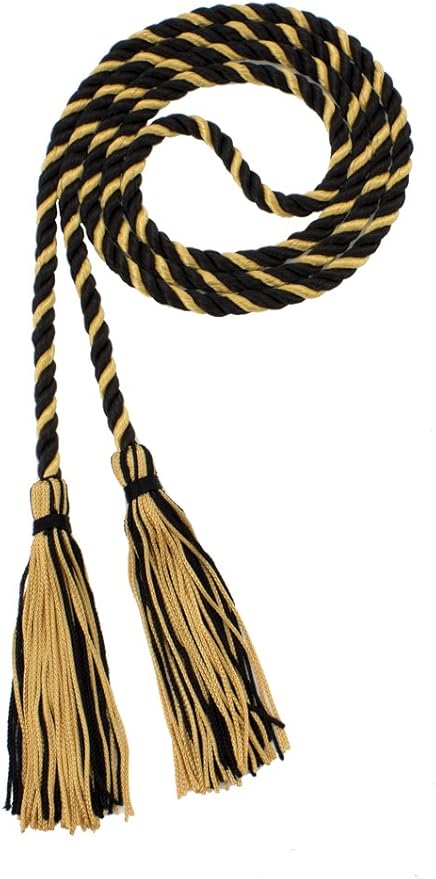 Tassel Depot Graduation Honor Cord - Black/Oriental Gold - Every School Color Available - Made in USA
