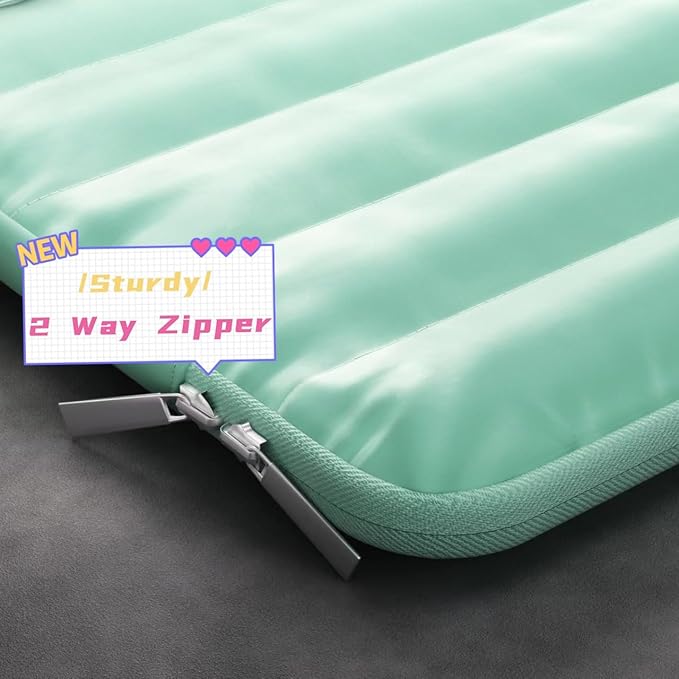 LS-M Puffy 13-14 Inch Laptop Sleeve Case for Women Men Cute Carrying Cover Compatible with MacBook Air M2, MacBook Pro 14 Protective Portable Case (Green, 15-16inch)