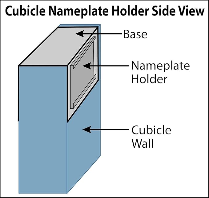 The Original Over the Cube – Quality Aluminum, Changeable Cubicle Nameplate Holder, Black Base, and Black Name Plate Holder, 8" x 2" (2.25" Cubicle Wall Depth) - Made in The USA