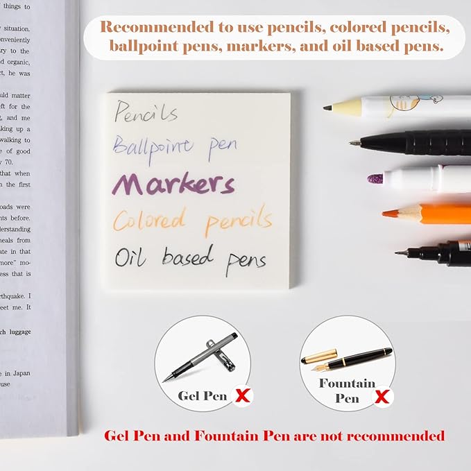 BAYTORY 700 Sheets Transparent Sticky Notes, Clear Waterproof 3 x 3 inch See Through Memo Pad, Self-Adhesive Translucent Writable Index Tabs for Annotating Books, Office & School Study Supplies