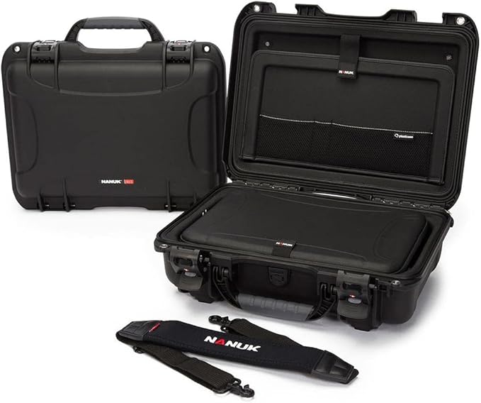 Nanuk 923 Hard Case with Sleeve & Shoulder Strap for 15" Laptop, Black