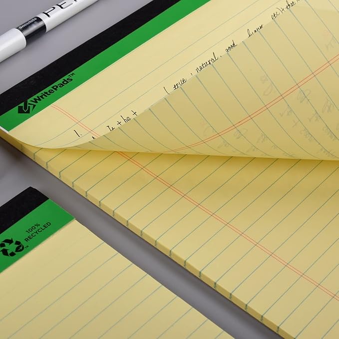 KAISA Legal Pad Writing Pads, 8.5"x11.75" Wide Ruled Legal Pad, Recycled Paper Pad, 65sheet/pad 3Pad, KSU-07471