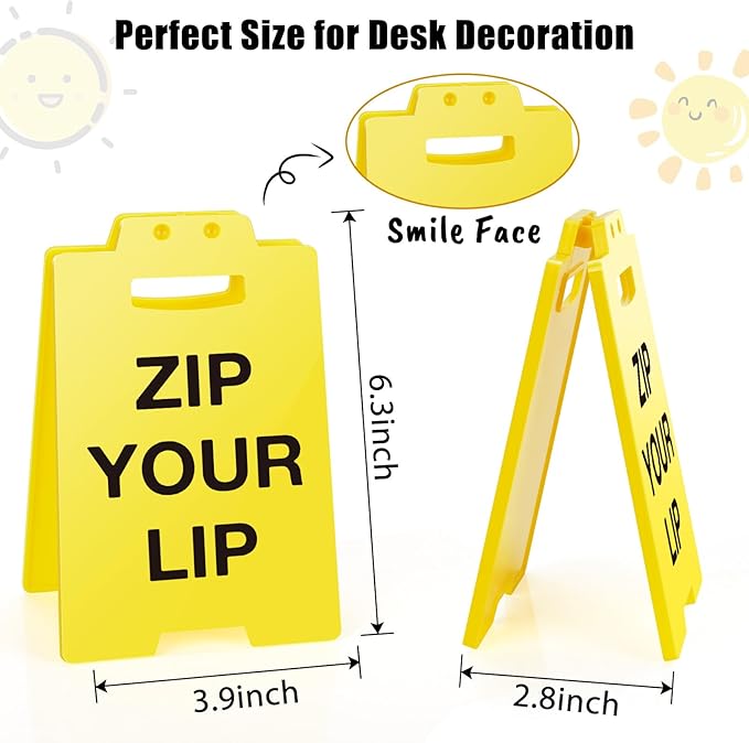 MBL Funny Office Desk Sign - Zip Your Lip, Fun Gag Gift for Women Men Coworkers Teammate Employee Boss Office Desk Sign Cubicle Decor for Christmas White Elephant Gifts Under 10 Dollar