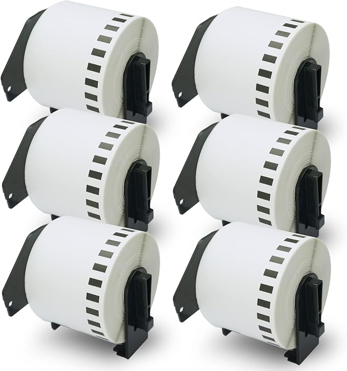 BETCKEY - Compatible Continuous Labels Replacement for Brother DK-2205 (2.4 in x 100 ft), Use with Brother QL Label Printers [6 Rolls]