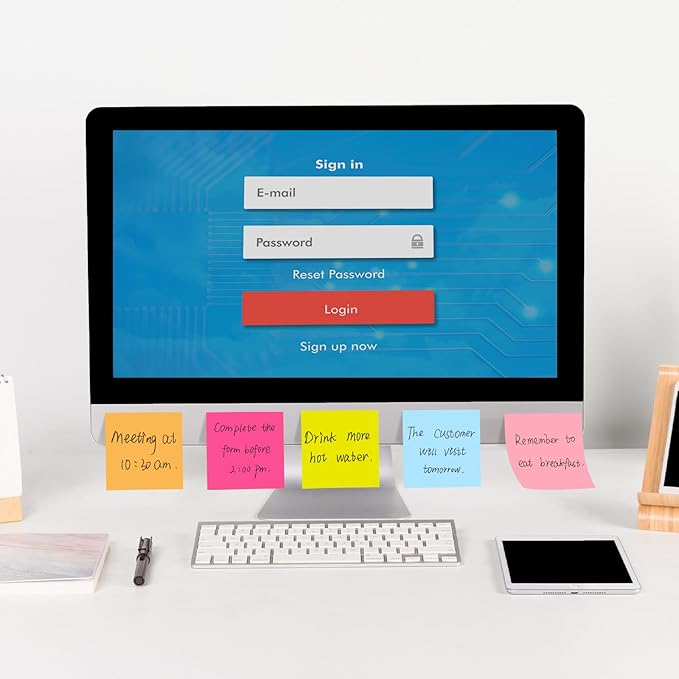 HappyHapi 36-Pads Sticky Notes 3X3 in, 80 Sheets/Pad, 8 Bright Color Self-Stick Note Pads, Bulk Vibrant Sticky Note for Home Office School(Total 2880 Sheets)