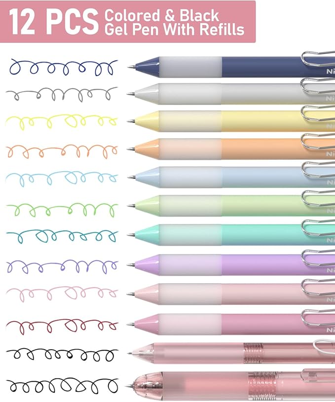 Nicpro 78 PCS Aesthetic School Supplies with Cute Pen Case, 12 Pastel Highlighters, 12 Color & Black Ink Gel Pens, 10 Mechanical Pencils 0.5, 0.7, 0.9, 2.0 mm, 6 Ballpoint Pen for Student Stationary