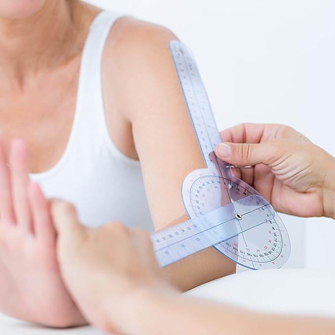 Goniometer Set 3 Pieces of 6/8/12 Inch Occupational Physical Therapy Protractor Tool Measurement Angle Ruler Kit Plastic 360 Degree Universal (3pc)