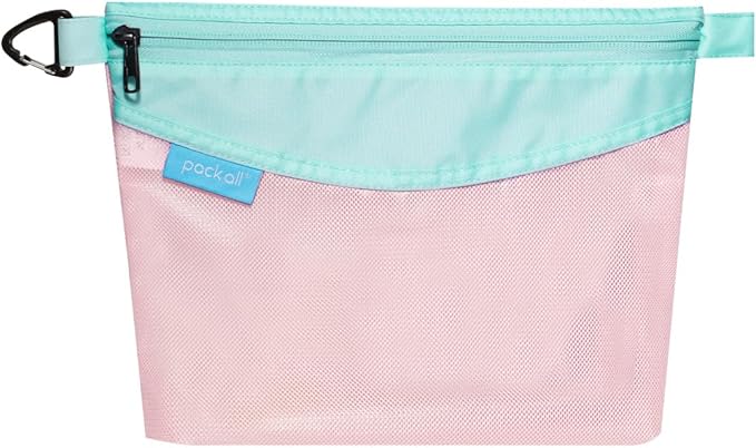pack all Water-resistant Material Zipper Pouch, Mesh Zipper Bag for Storage, Travel, Office (Medium, Pink)