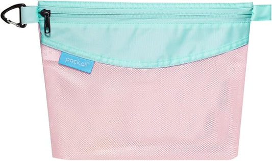 pack all Water-resistant Material Zipper Pouch, Mesh Zipper Bag for Storage, Travel, Office (Medium, Pink)