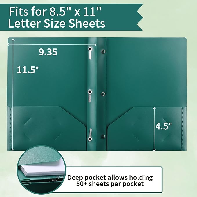 Plastic Two Pocket Folders with Prongs, LAYZZ 30 Pack Heavyweight Letter Size Plastic Folders with Pockets and Prongs, Poly Plastic Folders for Office & School