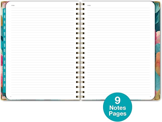 HARDCOVER 2025 Planner, 8.5"x11": 14 Months (November 2024 - December 2025), Daily Weekly Monthly Planner, Yearly Agenda, Bookmark, Pocket Folder and Sticky Note Set (Teal Floral)