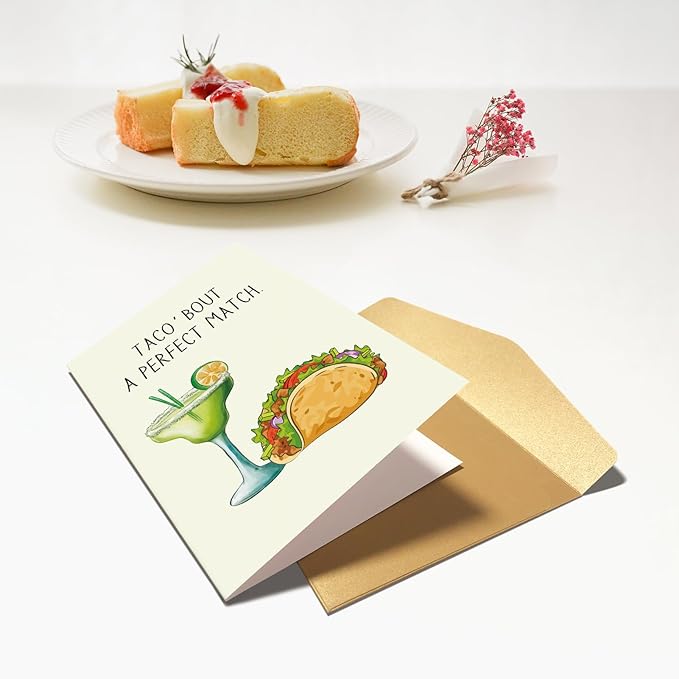 Funny Engagement Card for Couple, Taco And Cocktail Pun Wedding Card for Bride and Groom, Cute Wedding Gift for Friend, Congratulations Card for Newlyweds