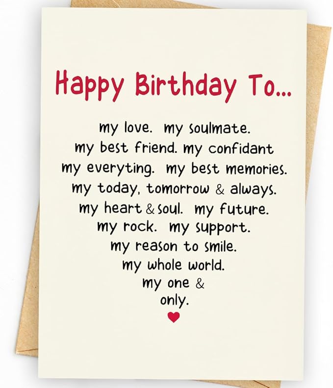 Romantic Birthday Card for Him and Her | Funny Wife Birthday Card from Husband