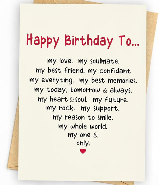 Romantic Birthday Card for Him and Her | Funny Wife Birthday Card from Husband