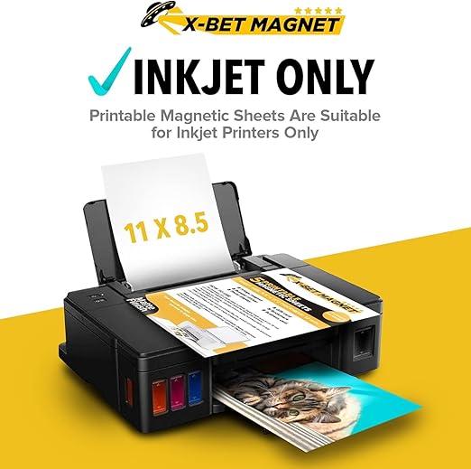 X-bet MAGNET Inkjet-Optimized Printable Magnetic Sheets - 8.5x11 Magnet Paper for DIY Stickers, Decorations, Labels - Easy to Print, Cut & Create Your Own Magnets (Matte, 10pcs)