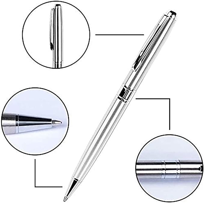 Cambond Ballpoint Pens Bulk Pens - Sliver Metal Pen Nice Luxury Pens for Men Business Office Police Comfortable Writing Twist Retractable 1.0 mm Medium Point Nice Pens, 5 Pack (Silver)