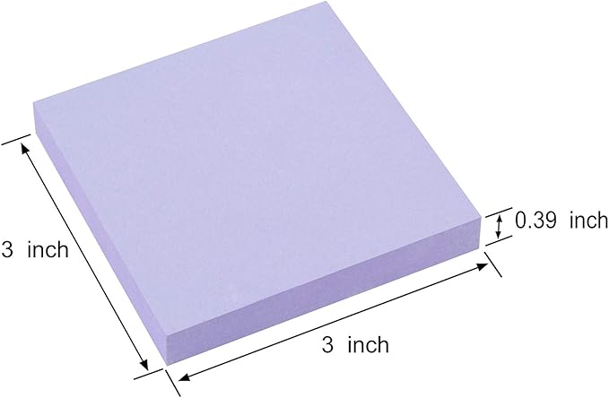 ZCZN 400 Sheets Pop-up Sticky Notes, 3 x 3 Inches, 4 Pads Bright Color Self-Stick Notes, 100 Sheets/Pad, Light Purple
